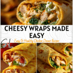 Golden tortillas filled with cheesy chicken wrapped tightly for a delicious quick dinner recipe. 2